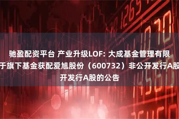驰盈配资平台 产业升级LOF: 大成基金管理有限公司关于旗下基金获配爱旭股份（600732）非公开发行A股的公告